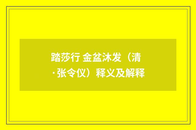 踏莎行 金盆沐发（清·张令仪）释义及解释