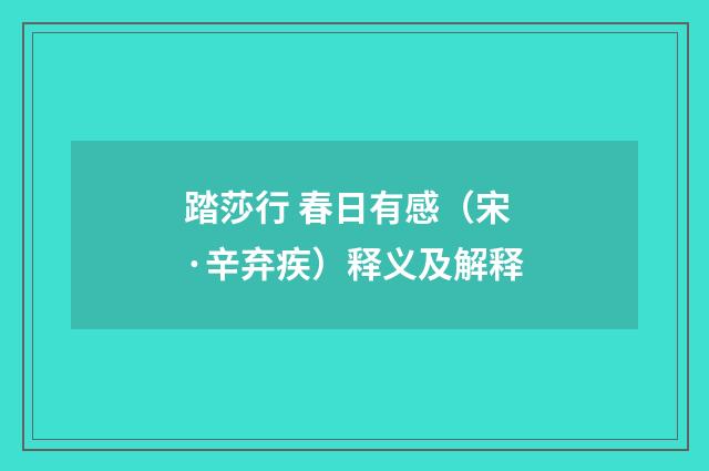 踏莎行 春日有感（宋·辛弃疾）释义及解释