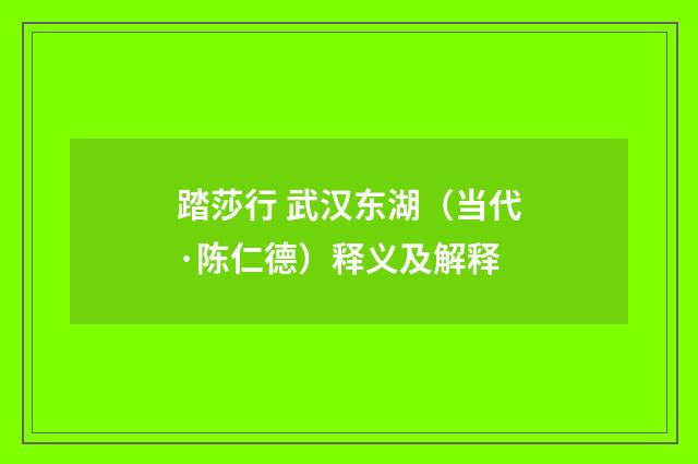 踏莎行 武汉东湖（当代·陈仁德）释义及解释