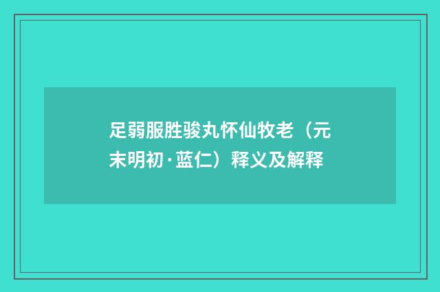 足弱服胜骏丸怀仙牧老（元末明初·蓝仁）释义及解释