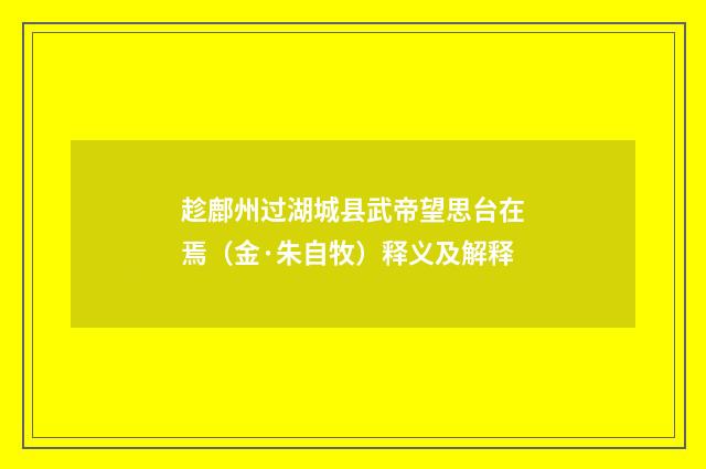 趁鄜州过湖城县武帝望思台在焉（金·朱自牧）释义及解释