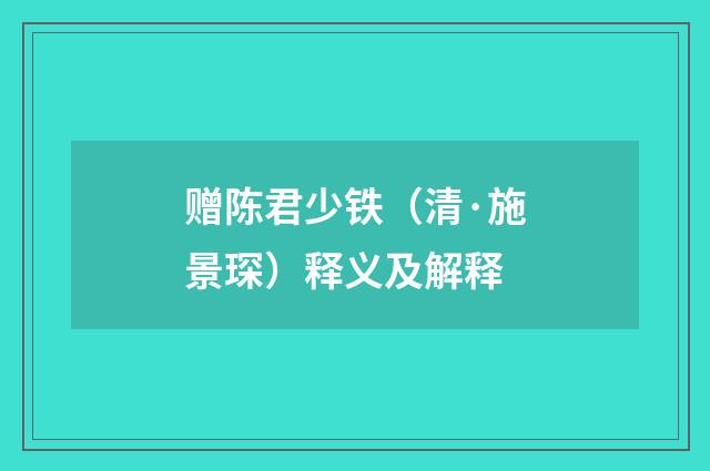赠陈君少铁（清·施景琛）释义及解释
