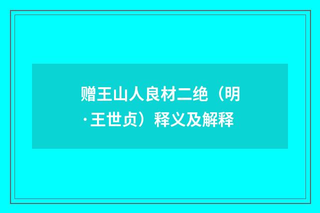 赠王山人良材二绝（明·王世贞）释义及解释