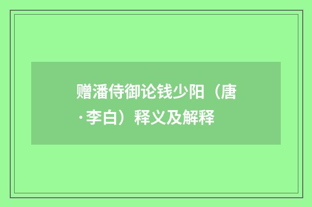 赠潘侍御论钱少阳（唐·李白）释义及解释