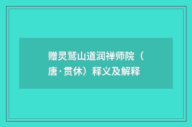 赠灵鹫山道润禅师院（唐·贯休）释义及解释