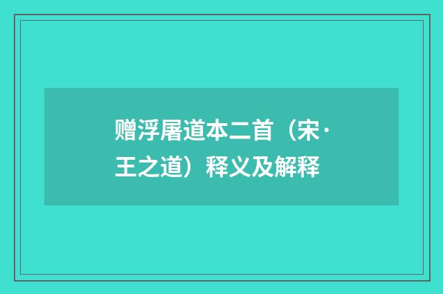 赠浮屠道本二首（宋·王之道）释义及解释