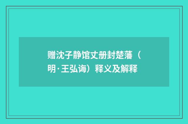 赠沈子静馆丈册封楚藩（明·王弘诲）释义及解释