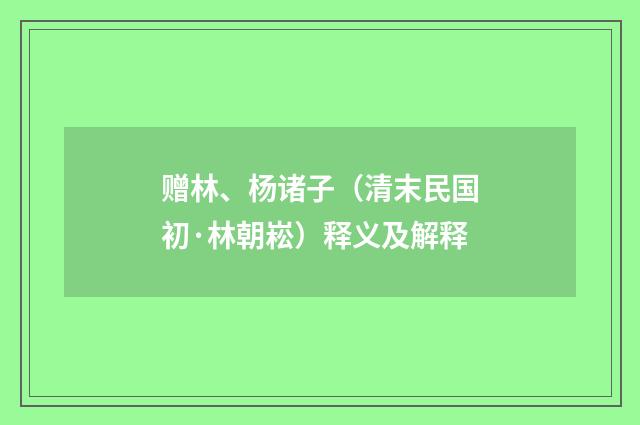 赠林、杨诸子（清末民国初·林朝崧）释义及解释