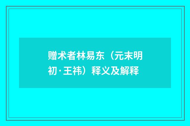 赠术者林易东（元末明初·王祎）释义及解释