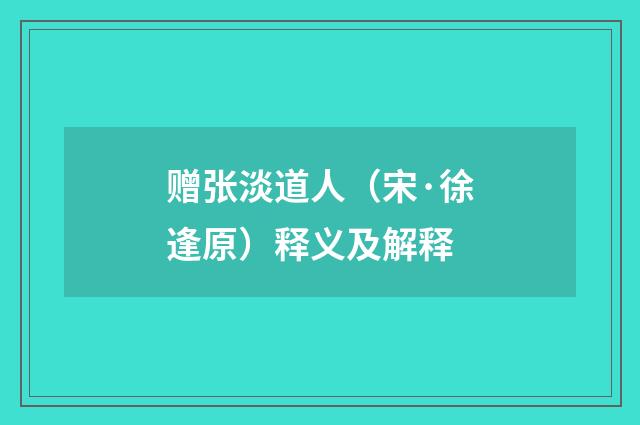 赠张淡道人（宋·徐逢原）释义及解释