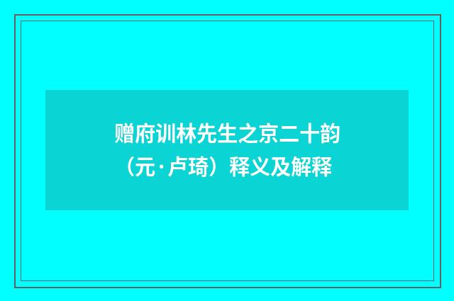 赠府训林先生之京二十韵（元·卢琦）释义及解释