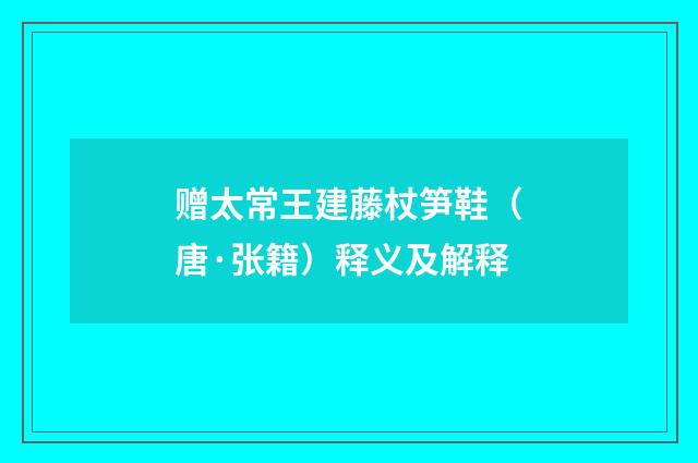 赠太常王建藤杖笋鞋（唐·张籍）释义及解释
