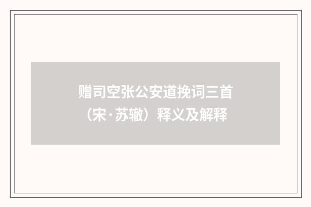 赠司空张公安道挽词三首（宋·苏辙）释义及解释