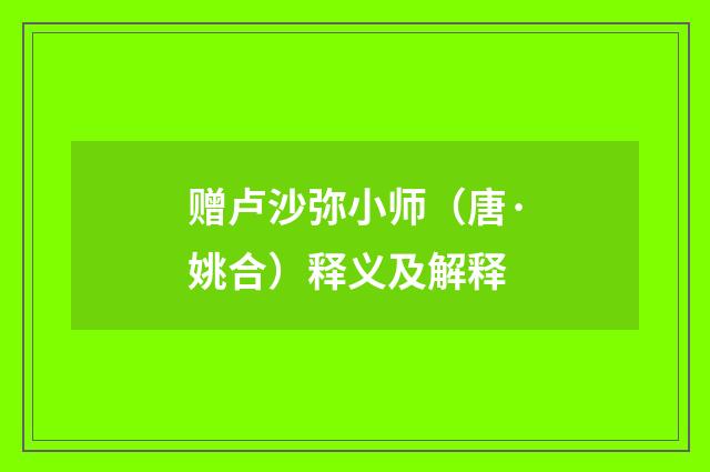 赠卢沙弥小师（唐·姚合）释义及解释