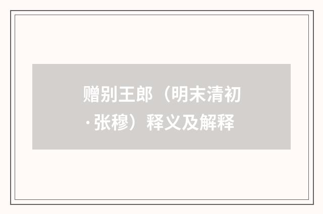 赠别王郎（明末清初·张穆）释义及解释