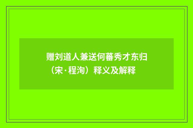 赠刘道人兼送何蕃秀才东归（宋·程洵）释义及解释