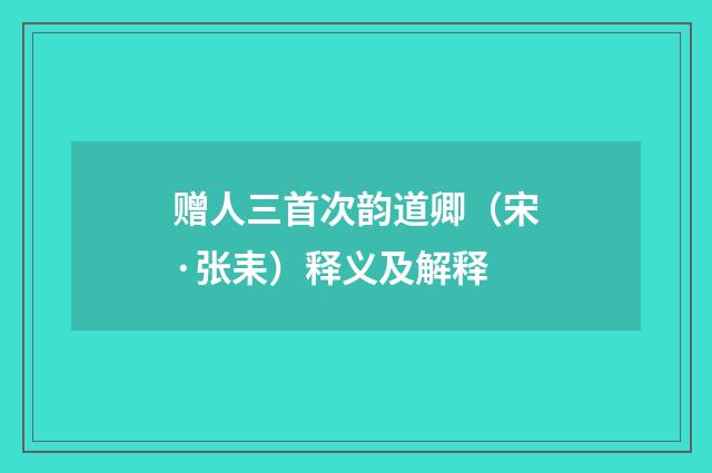 赠人三首次韵道卿（宋·张耒）释义及解释