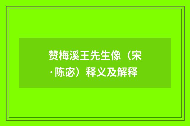 赞梅溪王先生像（宋·陈宓）释义及解释