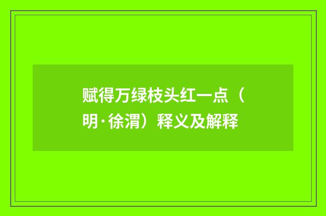 赋得万绿枝头红一点（明·徐渭）释义及解释
