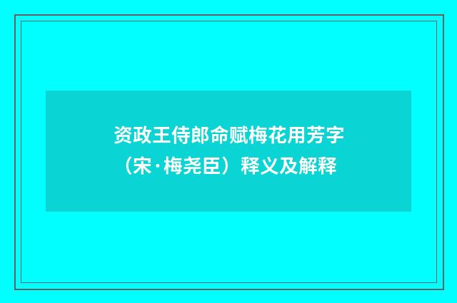资政王侍郎命赋梅花用芳字（宋·梅尧臣）释义及解释