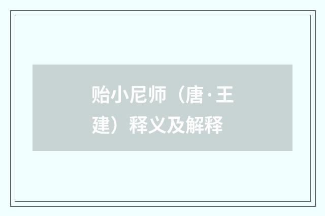 贻小尼师（唐·王建）释义及解释