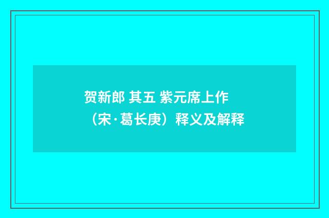 贺新郎 其五 紫元席上作（宋·葛长庚）释义及解释