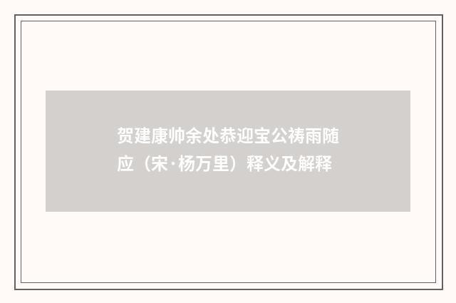 贺建康帅余处恭迎宝公祷雨随应（宋·杨万里）释义及解释