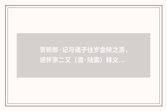 贺新郎·记与诸子往岁金陵之游，感怀宗二又（清·陆震）释义及解释