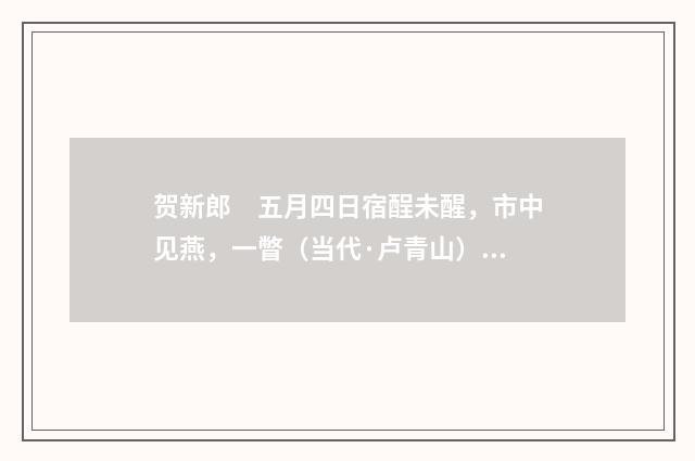 贺新郎　五月四日宿酲未醒，市中见燕，一瞥（当代·卢青山）释义及解释