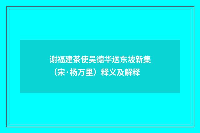 谢福建茶使吴德华送东坡新集（宋·杨万里）释义及解释