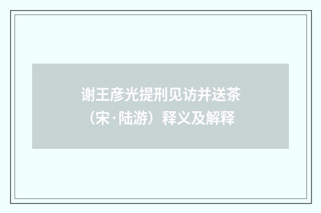 谢王彦光提刑见访并送茶（宋·陆游）释义及解释