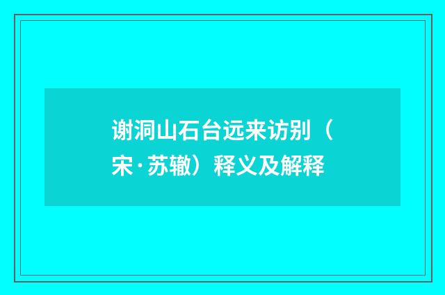 谢洞山石台远来访别（宋·苏辙）释义及解释