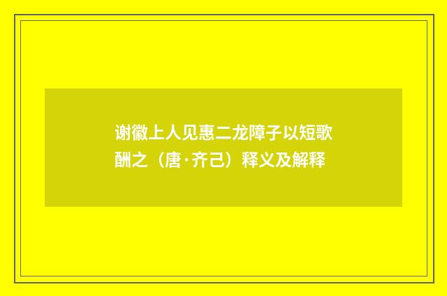 谢徽上人见惠二龙障子以短歌酬之（唐·齐己）释义及解释