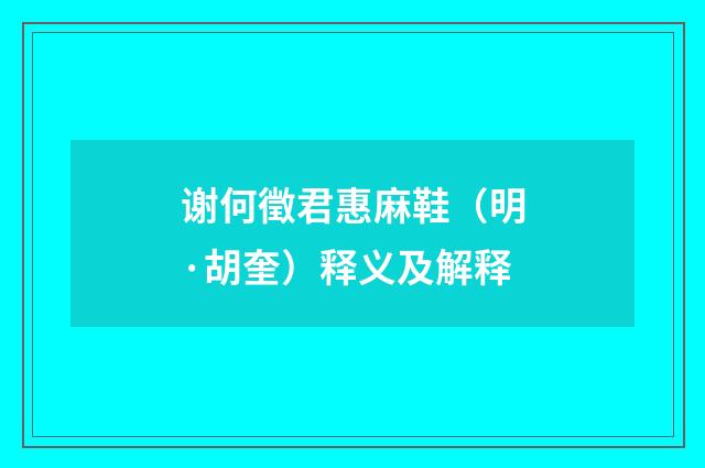 谢何徵君惠麻鞋（明·胡奎）释义及解释