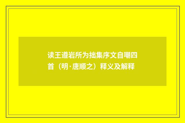 读王遵岩所为拙集序文自嘲四首(明·唐顺之)释义及解释