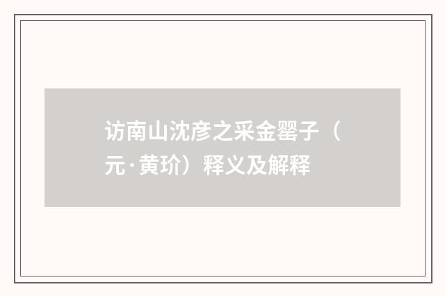 访南山沈彦之采金罂子（元·黄玠）释义及解释