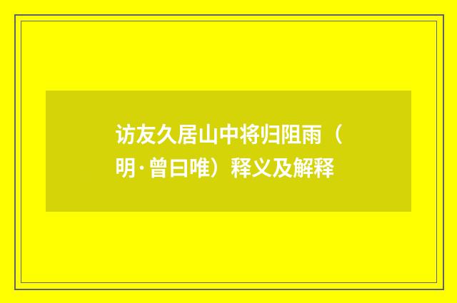 访友久居山中将归阻雨（明·曾曰唯）释义及解释