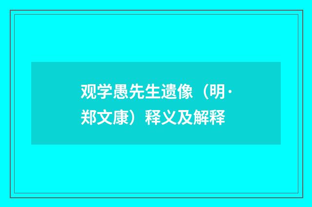观学愚先生遗像（明·郑文康）释义及解释
