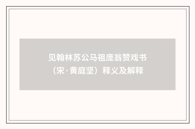 见翰林苏公马祖庞翁赞戏书（宋·黄庭坚）释义及解释