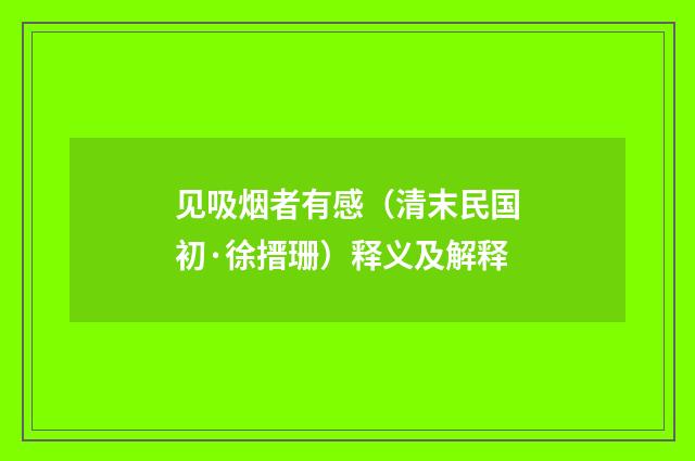 见吸烟者有感（清末民国初·徐搢珊）释义及解释