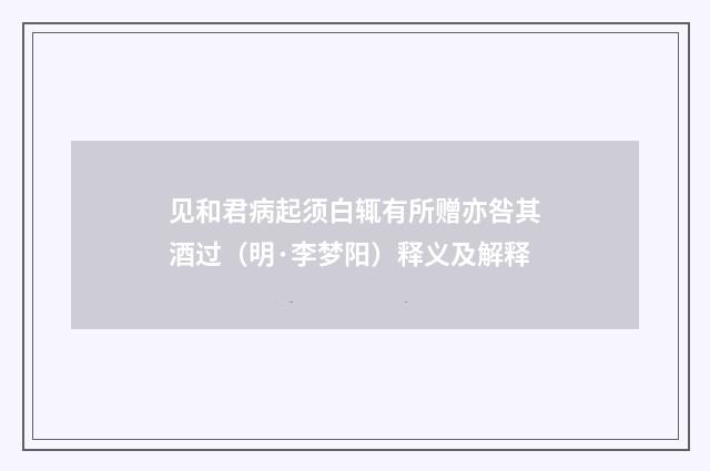 见和君病起须白辄有所赠亦咎其酒过（明·李梦阳）释义及解释