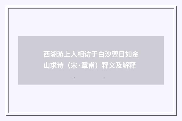 西湖游上人相访于白沙翌日如金山求诗（宋·章甫）释义及解释