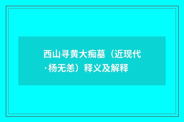 西山寻黄大痴墓（近现代·杨无恙）释义及解释