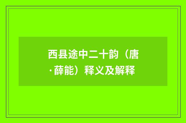 西县途中二十韵（唐·薛能）释义及解释