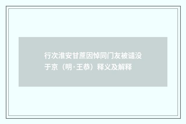 行次淮安甘蔗因悼同门友被谴没于京（明·王恭）释义及解释