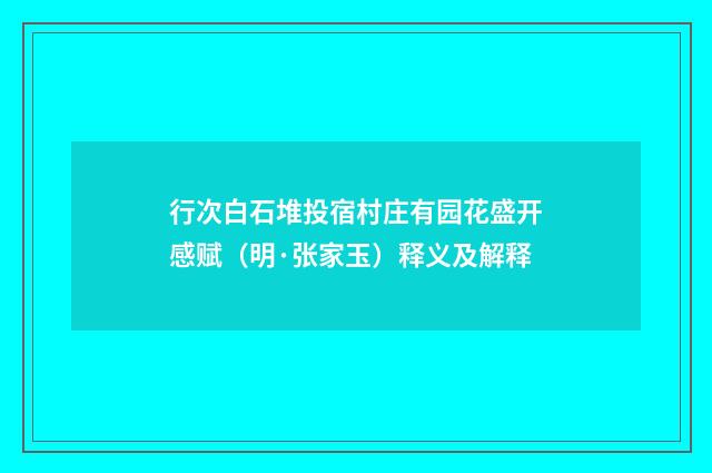 行次白石堆投宿村庄有园花盛开感赋（明·张家玉）释义及解释