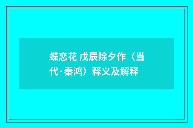 蝶恋花 戊辰除夕作（当代·秦鸿）释义及解释