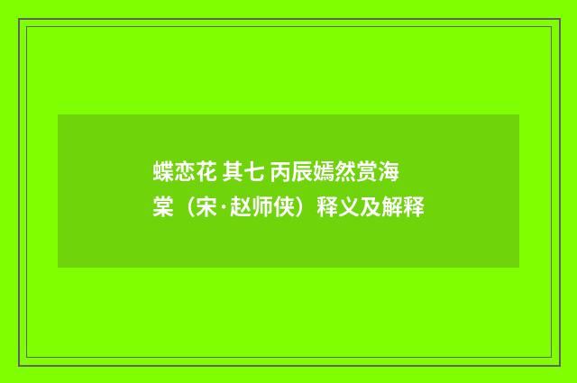 蝶恋花 其七 丙辰嫣然赏海棠（宋·赵师侠）释义及解释