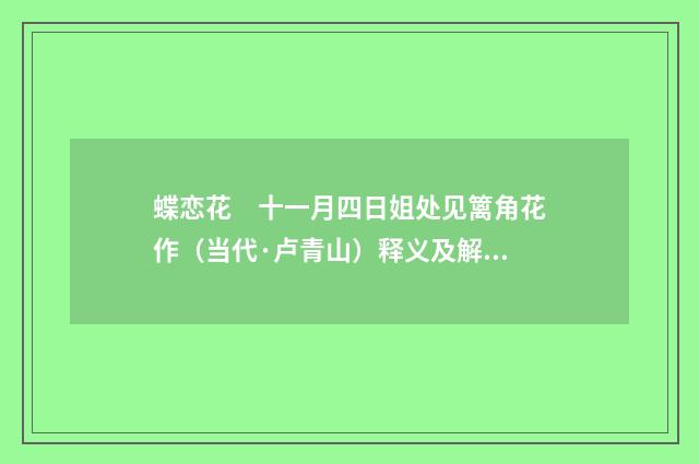 蝶恋花　十一月四日姐处见篱角花作（当代·卢青山）释义及解释