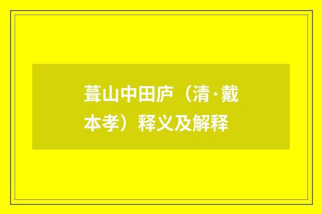 葺山中田庐（清·戴本孝）释义及解释